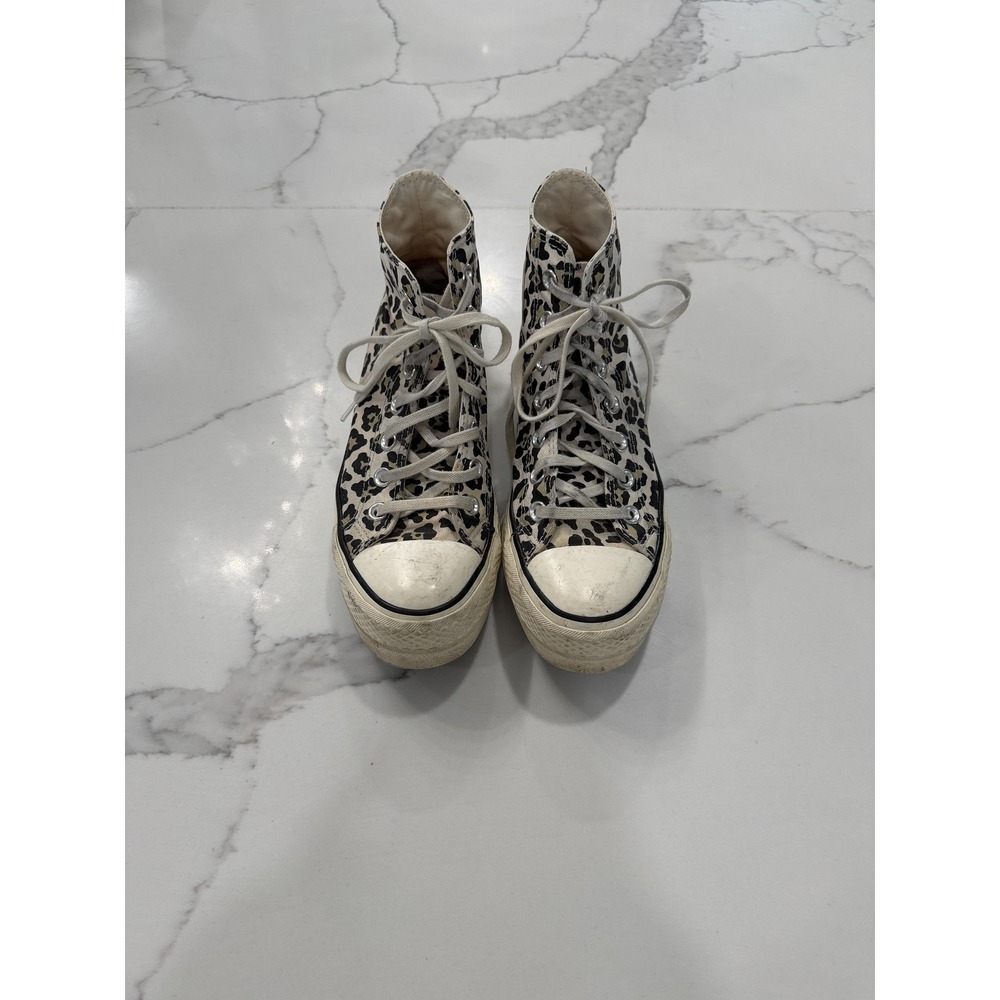 Converse Chuck Taylor Shoes Womens Size 6.5 Beige Leopard High Top Platform